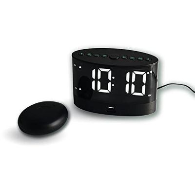 Orium 11304 - Despertador con vibración (15,5 x 6,5 x 10 cm), Color Blanco y Negro