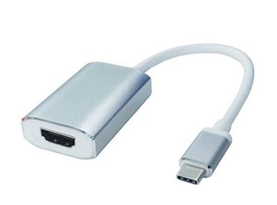 PremiumCord USB-C naar HDMI 4K adapter, aluminium behuizing, USB 3.1 type C-stekker naar HDMI aansluiting, resolutie 4K 2160p 60Hz, kleur wit, lengte 20cm