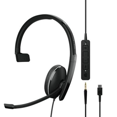 EPOS Sennheiser Adapt 135T USB-C II (1000904) - Bedrade Monaurale Headset - 3,5mm Jack en USB-C Connectiviteit, Gecertificeerd voor MS Teams, Geoptimaliseerd voor UC, Comfortabele Oproepbesturing