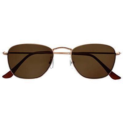 OPULIZE Sky Cerchiato Sottile Metallolo Oro Rosa Chiaro Punte Marroni Uomo Donna Lettori Sole Occhiali Da Lettura UV400 S95-9 +2,50