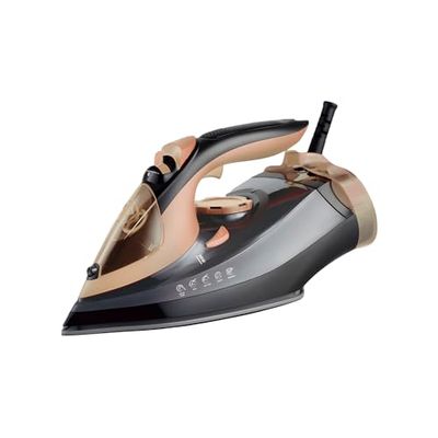 Wintem Stoomstrijkijzer met XL-keramische plaat en tank van 330 ml/2600 W, zwart en goud, zelfclean-functie, druppel- en antikalkfunctie met verstelbare thermostaat voor elke stof, 16 x 31 x 11 cm