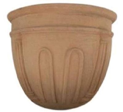 VASO CON RILIEVO IN TERRACOTTA PER PIANTE E FIORI; DIAMETRO CM. 22, ALTEZZA CM. 18 – FATTO A MANO – ACCESSORI CASA/GIARDINO/TERRAZZO - MADE IN ITALY DI VASERIE RINALDI.