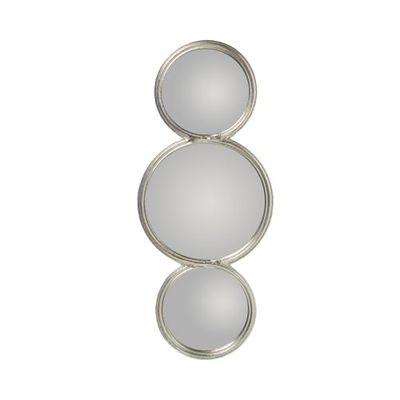 ESPEJO PARED METAL PLATEADO 3CIRCULOS, HIERRO 26X2X64CM,INT:2X°16,5+1X°23CM