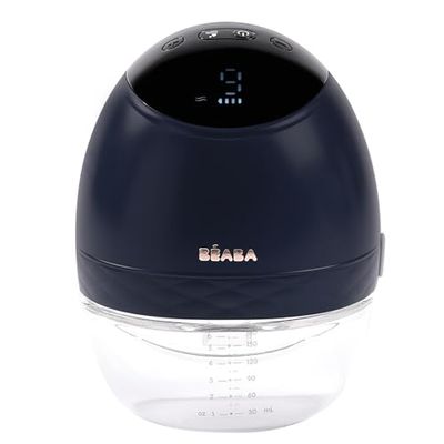 BÉABA, Elektrisk mjölkdäck handsfree, lätt, kompakt, 3 lägen, 9 nivåer, 0 vågor, tyst, stor kapacitet 180 ml, timer, minnesfunktion, 6 sessioner, USB C-laddning, nattblå