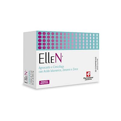 Ellen® Integratore Alimentare per Donne in Menopausa - Formulazione brevettata a base di Fitoestratti titolati (Agnocasto, Cimicifuga e Zenzero), Acido Ialuronico e Zinco - 30 compresse