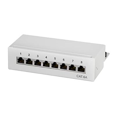 LogiLink Professional Patch Panels, Table/Wall/Desktop, STP (Shielded) light grey 8-Port