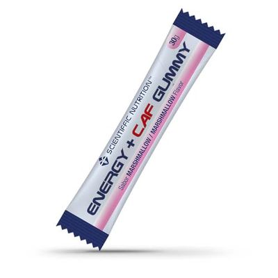 Scientiffic nutrition - Energy Gummy, Gominolas Energéticas, Gran Aporte de Hidratos de Carbona para Aumentar tu Energía, Con Cafeína - Sabor Marshmallow.