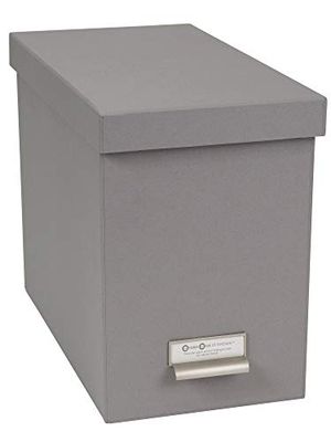 Bigso Box of Sweden File Organiser Storage - Stylish Organiser Box Including 8 Hanging Files - Container for Folders Made of Fibreboard and Paper - Grey