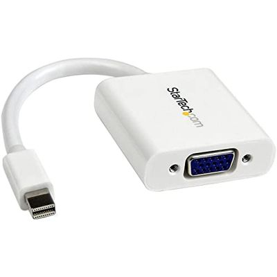 StarTech.com Adaptador de Mini DisplayPort a VGA - Convertidor Activo Mini DP a VGA - 1080p - mDP o Thunderbolt 1/2 Mac/PC a Monitor/Proyector/Pantalla VGA - Dongle mDP 1.2 a VGA - Blanco (MDP2VGAW)