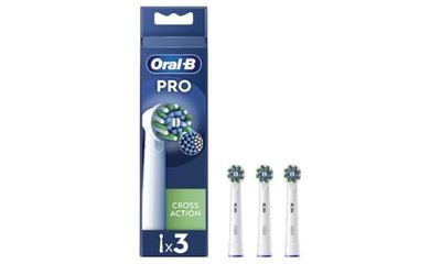 Oral-B Cross Action Lot de 3 têtes de rechange blanches pour brosse à dents électrique, poils coudés qui s'adaptent à chaque dent pour un nettoyage en profondeur