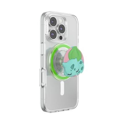 PopSockets PopOut Sleepy Bulbasaur - Impugnatura magnetica per telefono MagSafe, cavalletto a mani libere, compatibile con ricarica wireless