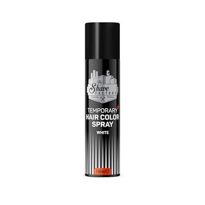 The Shave Factory Temporary Hair Color Spray - Easy and Instant, Colorful Hair Transformation without Permanent Change - Perfect for Parties, Cosplay, and Stylish Makeovers (White, 150ML)