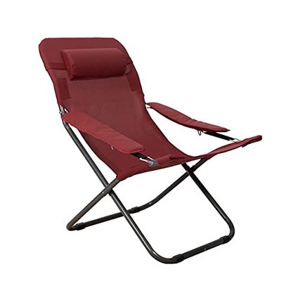 HOMECALL - Silla de camping plegable con respaldo ajustable de textileno 2 × 1, rojo