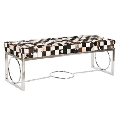 DKD Home Decor Panca Crema Argento Marrone Scuro Acciaio 122 x 41 x 44 cm