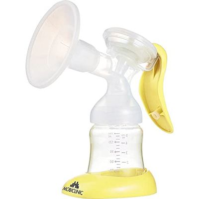 Mobiclinic, Manual Breast Pump, European Brand, Ergonomic Handle, Breast Pump, Silent Pump, Breast Shield, Adjustable, Comfortable, Transparent