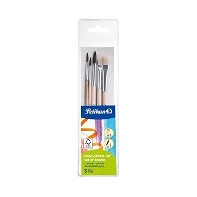 Pelikan 718163, Paint Brush Starter Set with 5 Hair Brushes