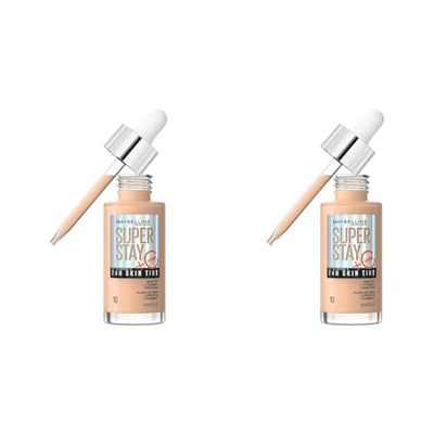 Maybelline Super Stay Skin Tint Foundation, With Vitamin C*, Foundation and Skincare, Long-Lasting up to 24H, Vegan Formula, Shade 10 (Pack of 2)
