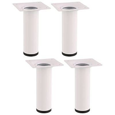 Wagner 12161004 Classic Retro - Gamba per mobili, 4 pezzi, Ø 30 x 100 mm, piastra di avvitamento integrata 60 x 60 mm, filettatura interna Ø 10 mm, acciaio verniciato a polvere, colore: Bianco