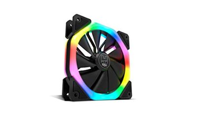 NOX XTREME PRODUCTS Hummer D-FAN -NXHUMMERDFAN- Ventilateur PC 120 mm, double anneau LED RGB Rainbow, ultra-silencieux avec patins en caoutchouc anti-vibrations, grand débit d'air, 6 broches, noir