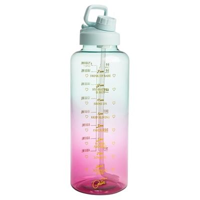 FACKELMANN Paris Hilton Gourde de motivation de 1,8 l en rose/bleu – Dictons inspirants, anti-fuite, idéale pour le sport et la vie quotidienne, plastique, 115 x 10 x 32 mm