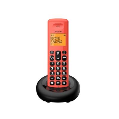ALCATEL E260 - Teléfono inalámbrico DECT - Diseño Compacto - Gran Pantalla retroiluminada - Manos Libres - Bloqueo de Llamadas no deseadas - Rojo