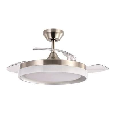 Zenit DC-ventilator 72 W, met 3 intrekbare vleugels, stil (107 dB), 7200 lm, 6 snelheden, dimbaar licht (3000 K-6000 K), afstandsbediening en timer, ideaal voor elke ruimte.