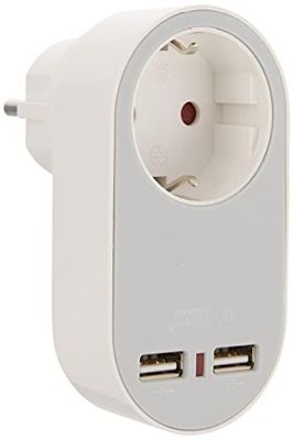 Adaptador de viaje compacto con 2 puertos USB, carga 3,4A, ideal para cargar dispositivos móviles en viajes y en cualquier lugar.