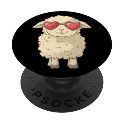 Lindas gafas de sol de oveja con corazón para los amantes de las ovejas encantadoras PopSockets PopGrip Adhesivo
