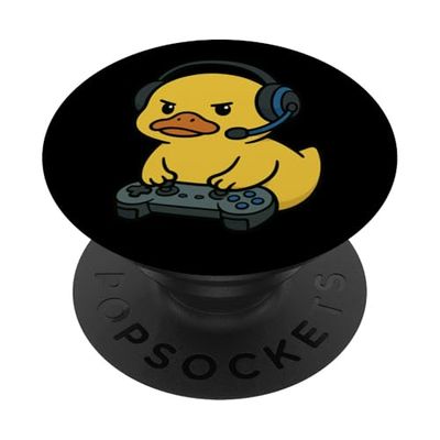 Yellow Duck Gamer Gaming Retro Videojuegos Zoo Niños Niñas Niño PopSockets PopGrip Adhesivo