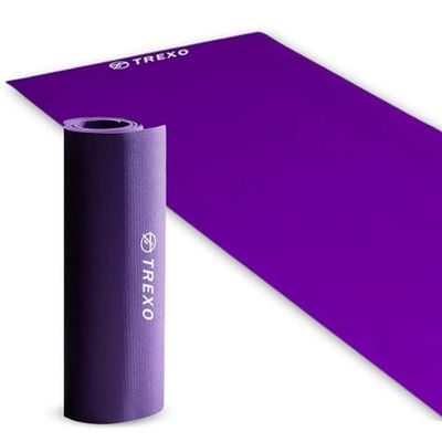 TREXO Duurzame pvc-yogamat, 61 x 183 cm, 6 mm dik, paars, voor thuisvereniging, pilatesmat, stretching, gymnastiek, YM-C01P