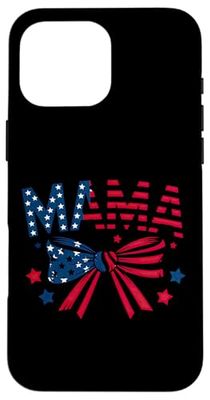 Mama Stars Stripes Patriotic Bow Design Case for iPhone 16 Pro Max