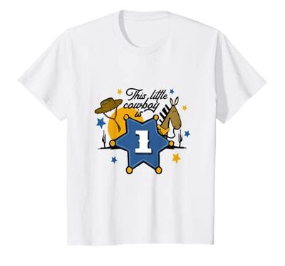 Youth This Little Cowboy Is One 1st Birthday Boy Bday Western Baby T-Shirt