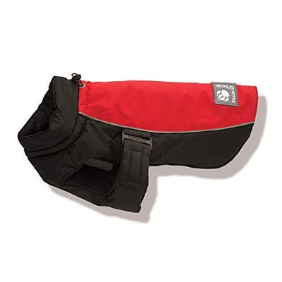Danish Design Red Sports Machine Washable Adjustable Fastening Light Reflective Luxe Dog/Puppy Coat 22 Inch 55 cm