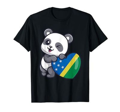 Isole Salomone Cuore con Panda Pride Bandiera delle Isole Salomone Maglietta