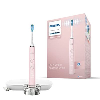 Philips Sonicare DiamondClean 9000 Brosse à dents électrique rose, 4 modes, 3 intensités, capteur de pression des gencives, application, poignée connectée, étui de voyage USB, prise de salle de bain