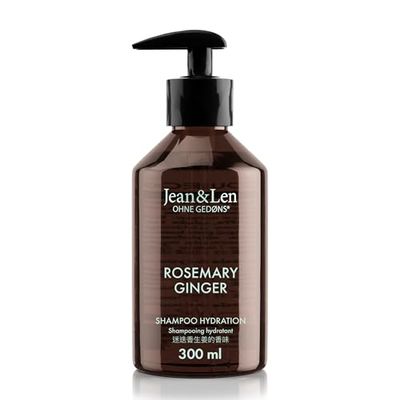 Jean&Len Shampoo Hydration Rosemary & Ginger, for Dry and Brittle Hair, with Moisturising Complex, Spicy Fresh Rosemary and Ginger Fragrance, Paraben- and Silicone-Free, 300 ml