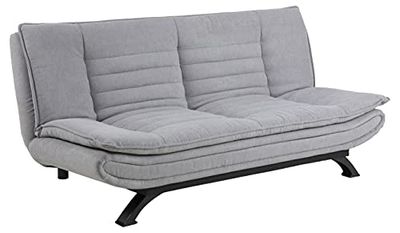 AC Design Furniture Jasper Divano Letto Grigio Chiaro/Nero, Divano Letto con 3 Posizioni Reclinabili, Moderno 3 Posti Senza Braccioli, Imbottito con Gambe in Metallo Nero, L: 196 x H: 91 x P: 98 cm