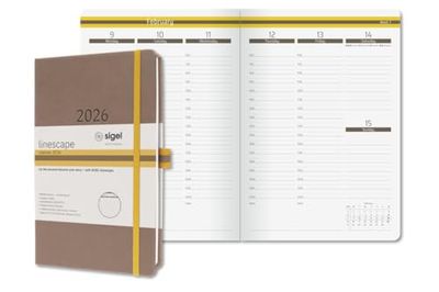 SIGEL L2601 Wochenkalender Linescape 2026, ca. A5, braungelb