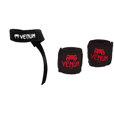 VENUM Hyperlift Correas de Levantamiento, Unisex Adulto, Negro, Talla Única & Kontact Vendas de Boxeo, Unisex Adulto