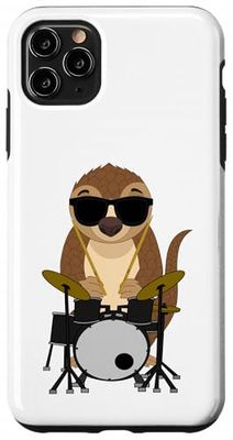 Funny Pangolin Wearing Sunglasses Playing Drums Drummers Case for iPhone 11 Pro Max