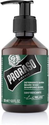 Proraso Detergente Barba Rinfrescante, 200ml, Shampoo barba detergente per uomo con azione purificante per la cura della barba, Made in Italy