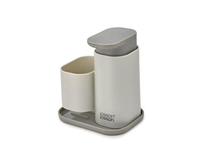 Joseph Joseph Duo Distributeur de savon avec support d'éponge, distributeur de savon pour évier de cuisine, gris
