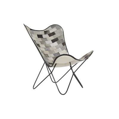 AlexandreHouse Chaise Metal 74X70X90 Chaise Metal Cuir Papillon