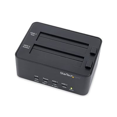 StarTech.com Duplicador y Borrador de Discos Duros de 2 Bahías - Clonador Copiador Autónomo de Discos Duros SATA - Docking Station USB 3.0 a SATA - Duplicador y Sanitizador SATA (SATDOCK2REU3)