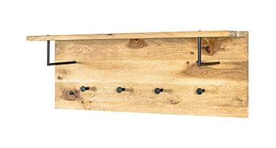 HAKU Möbel garderobe Murale chêne huilé, Noir, Bois Massif, métal - Dim.: L 80 cm x H 30 cm x P 20 cm, Style: Modern