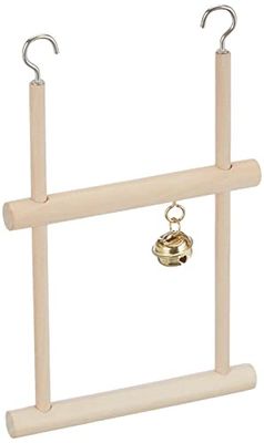 Trixie Wood Swinging Trapeze with Two Bells, Brown, 0.1KG, 12 x 20 cm