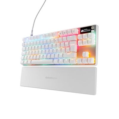 SteelSeries Apex Pro TKL Gen 3 White - HyperMagnetic Gaming Keyboard - Adjustable Actuation - Rapid Trigger - Game-Ready Presets - Protection Mode - Rapid Tap/SOCD - OLED - French Layout AZERTY