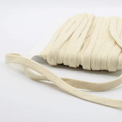 LEDUC Flat Braided Cotton Rope 10 Colours Available 1 cm 20 m for Sewing Hoodies Sweatshirts Tracksuits Blue (H)