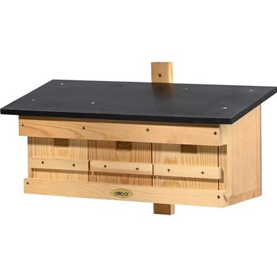 dobar® Caja Nido Especial para gorriones – 3 en 1 de Madera con Techo Plano Impermeable para gorriones – con Tapa de Limpieza – Pino – 50 x 22 x 30 cm – marrón Oscuro