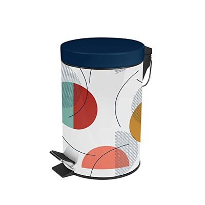 Douceur d'Intérieur, Poubelle à Pédale (3 L) Color Pop Bleu, Métal Imprimé